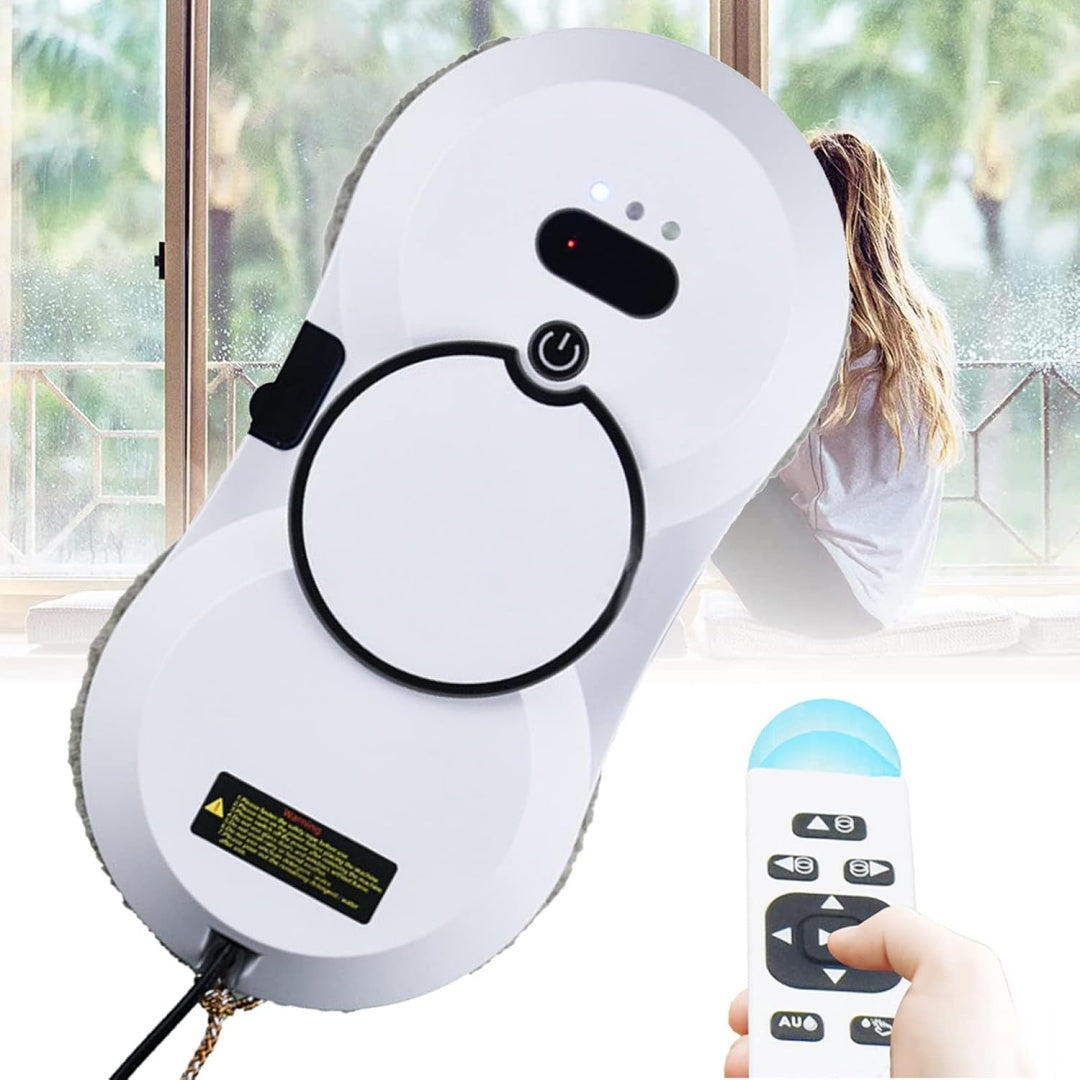 Robot nettoyeur de fenetres, coloris blanc, avec une commande a distance